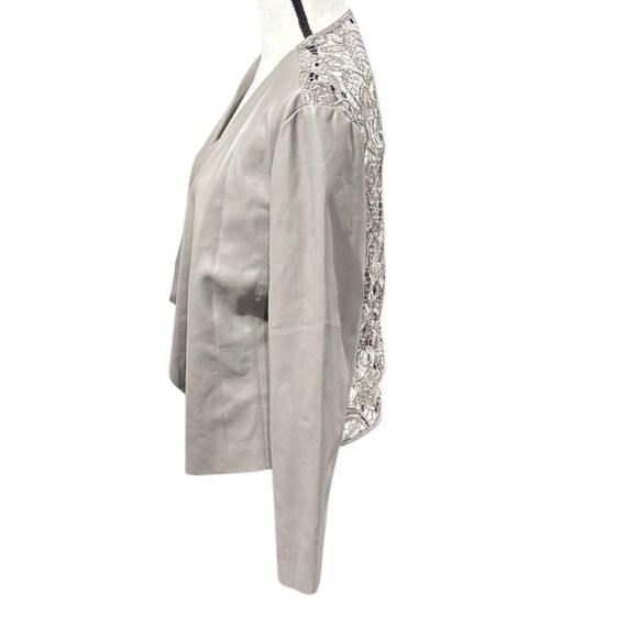 INC drape front pleather jacket with lace detailing on back - Picture 3 of 4